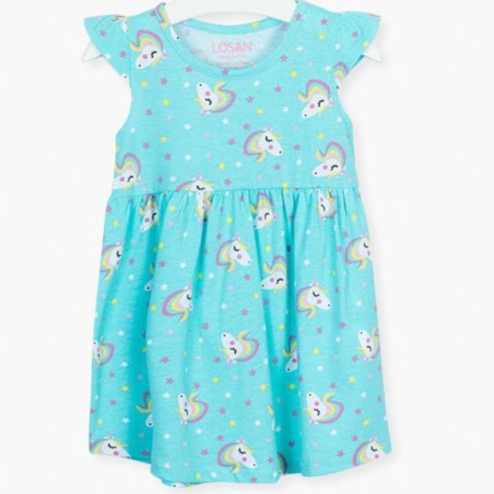 NWT Losan aqua unicorn print dress